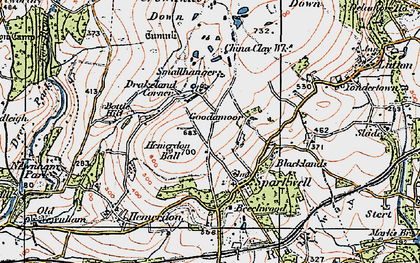 Old map of Drakeland Corner in 1919