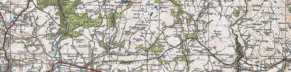 Old map of Drakeland Corner in 1919