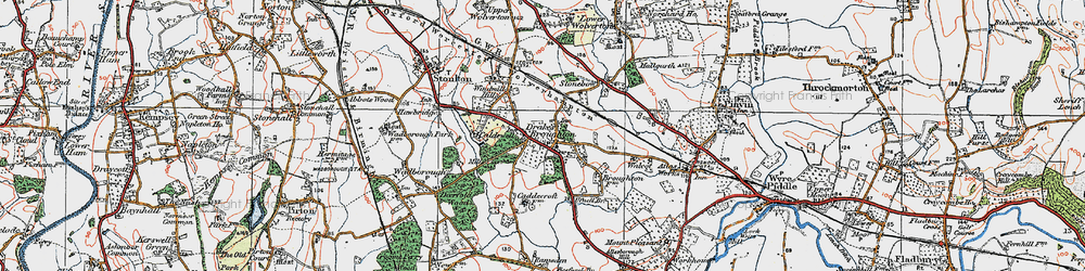 Old map of Drakes Broughton in 1919