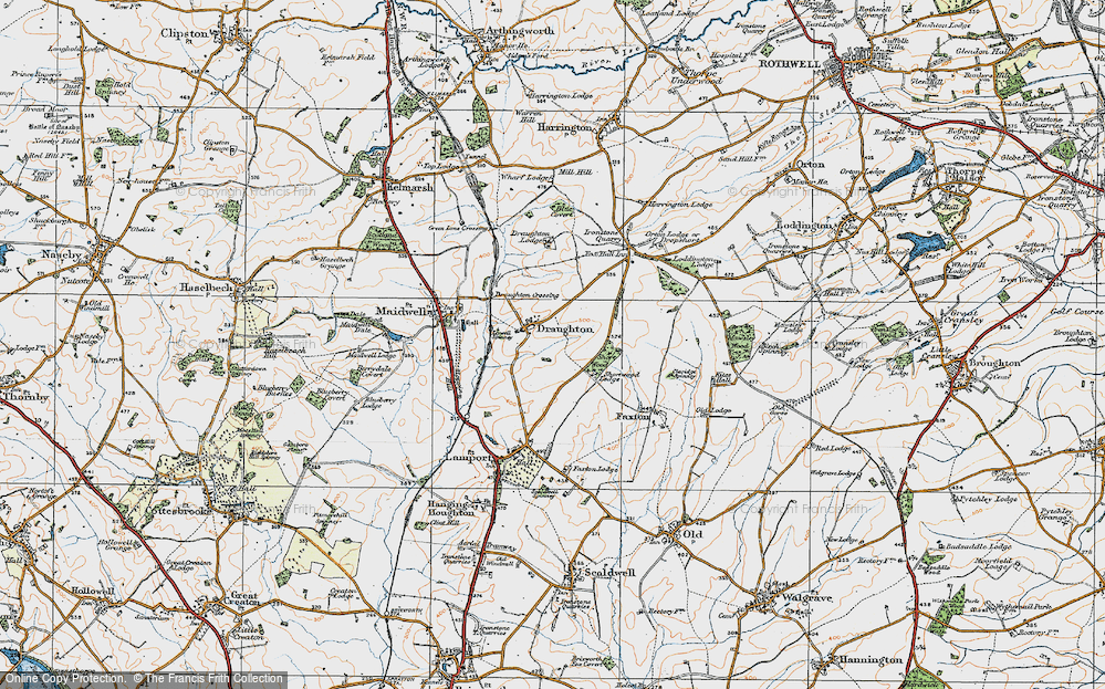 Old Map of Historic Map covering Blue Covert in 1920