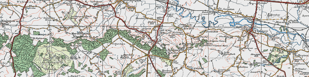 Old map of Draycott in the Clay in 1921