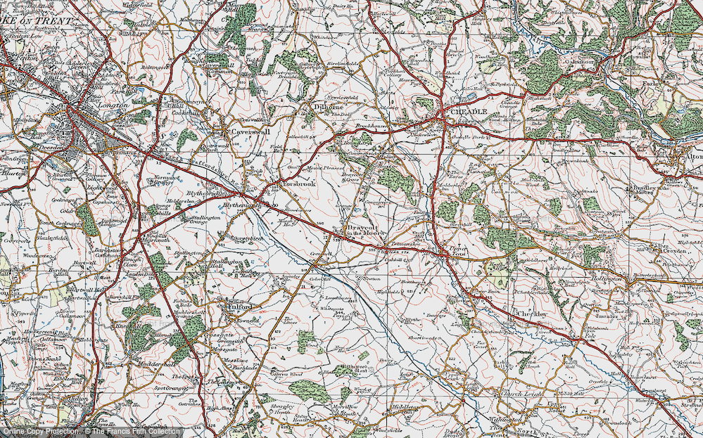 Old Map of Draycott in the Moors, 1921 in 1921