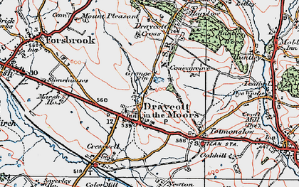 Old map of Draycott in the Moors in 1921