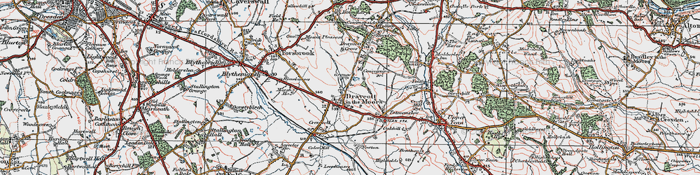 Old map of Draycott in the Moors in 1921