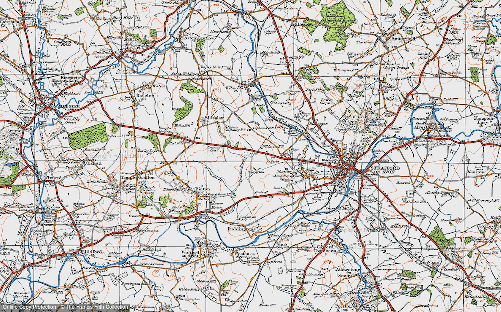 Old Map of Historic Map covering Dodwell in 1919