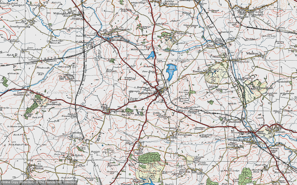 Old Map of Historic Map covering Drayton Resr in 1919