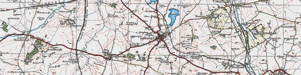 Old map of Badby Fields in 1919
