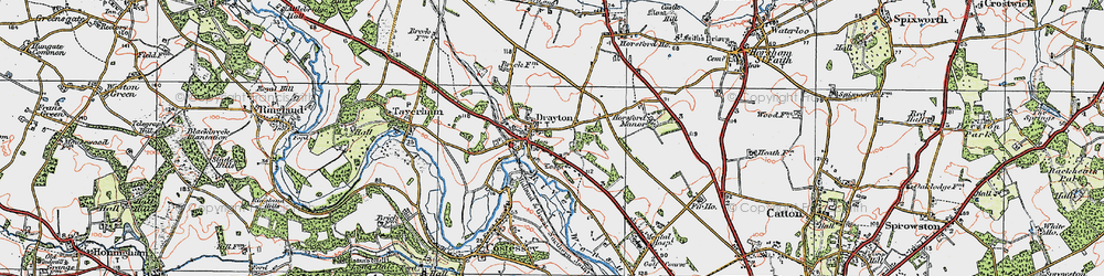 Old map of Drayton in 1922