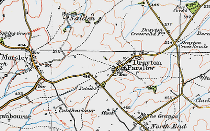 Old map of Drayton Parslow in 1919