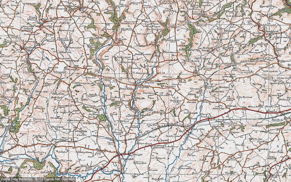 Old Map of Historic Map covering Bron-y-gaer in 1922
