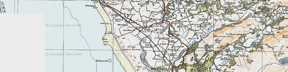 Old map of Drigg in 1925