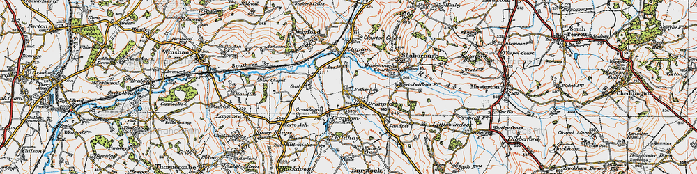 Old map of Drimpton in 1919