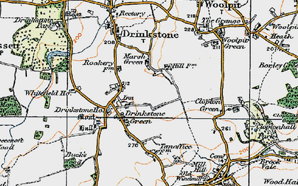 Old map of Drinkstone Green in 1921