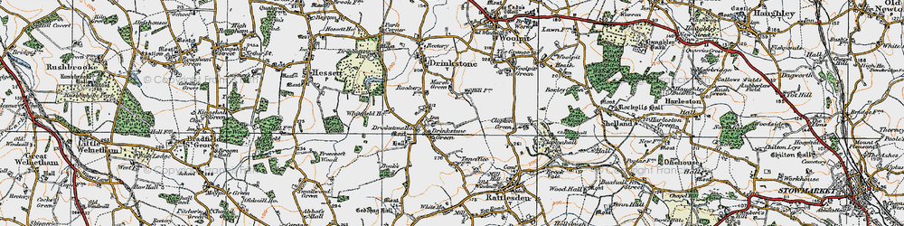 Old map of Drinkstone Green in 1921