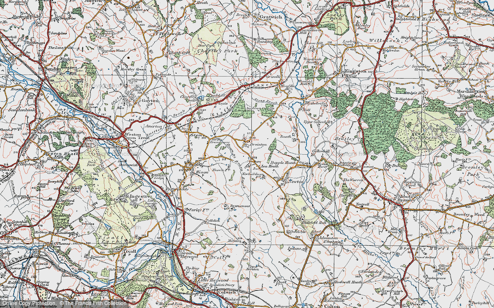 Old Map of Drointon, 1921 in 1921