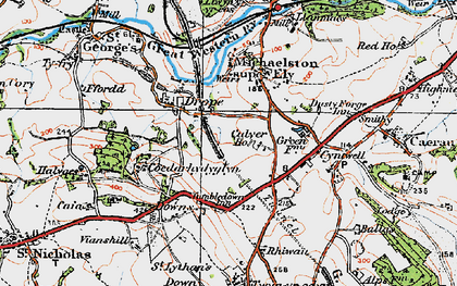 Old map of Drope in 1919