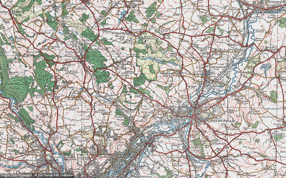 Old Map of Dropping Well, 1924 in 1924