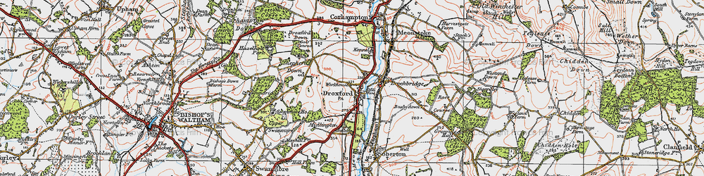 Old map of Droxford in 1919