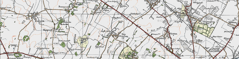 Old map of Dry Drayton in 1920