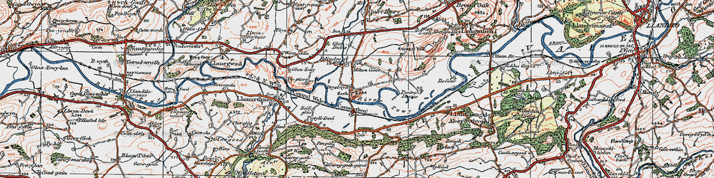 Old map of Dryslwyn in 1923