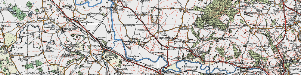 Old map of Dryton in 1921