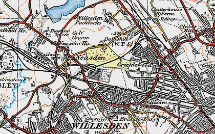 Old map of Dudden Hill in 1920