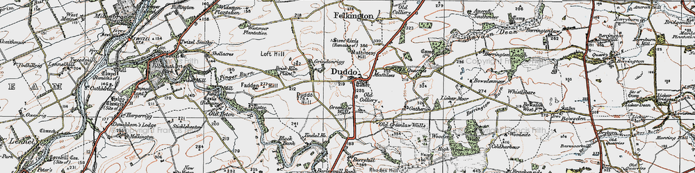 Old map of Duddo in 1926