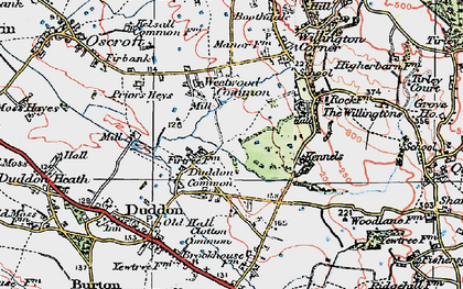 Old map of Duddon Common in 1923