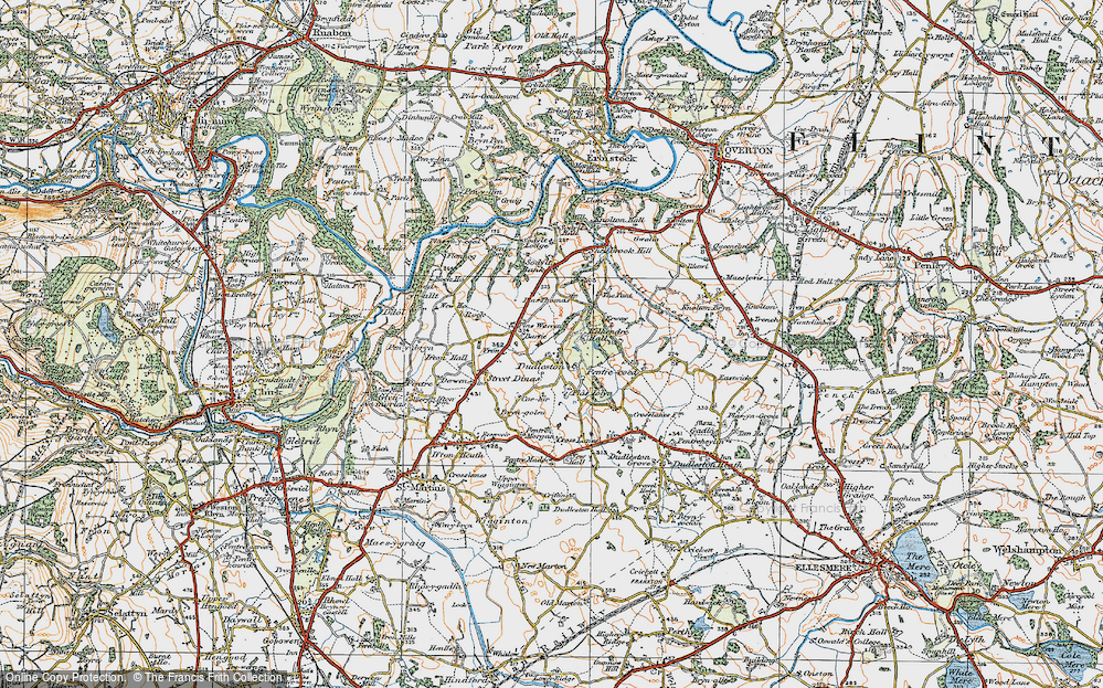 Old Map of Dudleston, 1921 in 1921