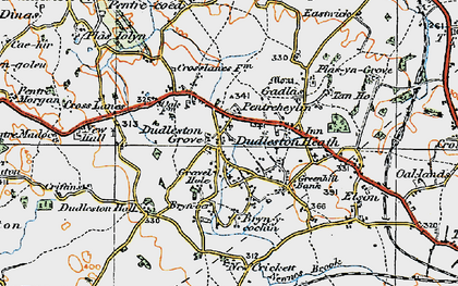 Old map of Dudleston Heath (Criftins) in 1921