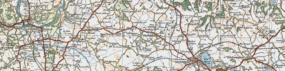Old map of Dudleston Heath (Criftins) in 1921