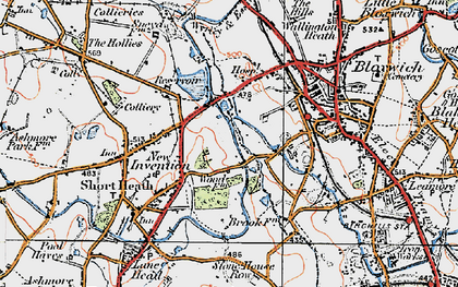 Old map of Dudley's Fields in 1921