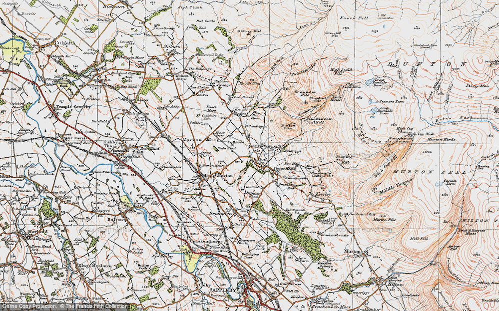 Old Map of Historic Map covering Brownber Hill in 1925