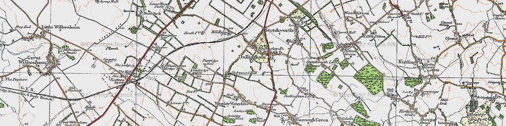 Old map of Dullingham in 1920
