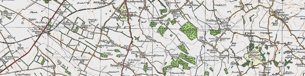 Old map of Dullingham Ley in 1920