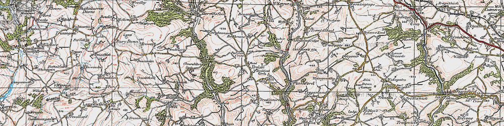 Old map of Duloe in 1919