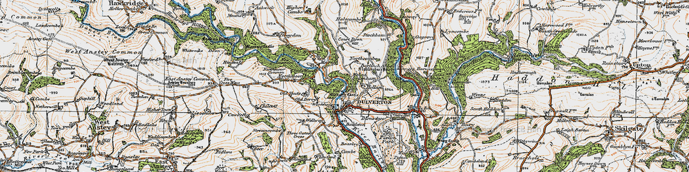 Old map of Highercombe in 1919