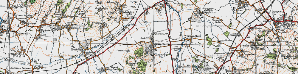 Old map of Dumbleton in 1919