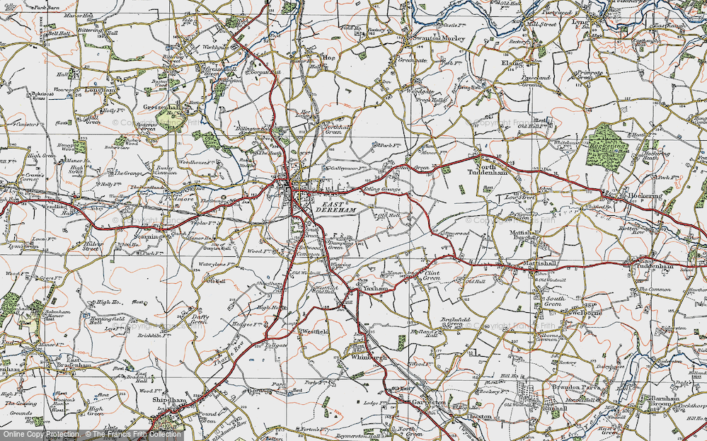 Old Map of Dumpling Green, 1921 in 1921