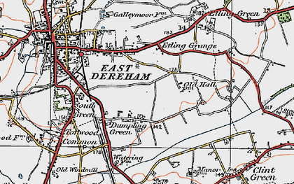 Old map of Dumpling Green in 1921