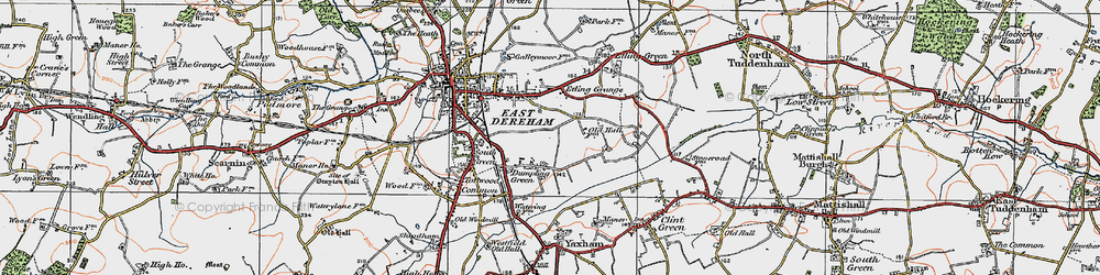 Old map of Dumpling Green in 1921