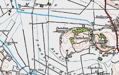 Old map of Dundon Hayes in 1919
