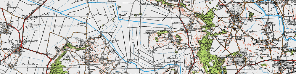 Old map of Dundon Hayes in 1919
