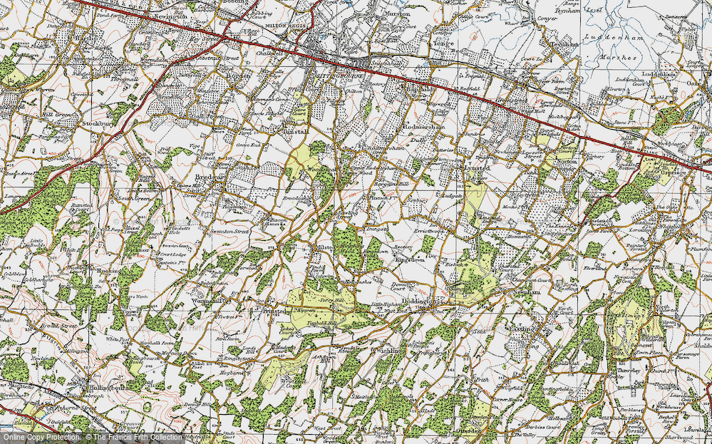 Old Map of Dungate, 1921 in 1921
