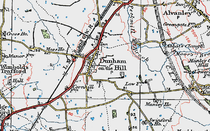 Old map of Dunham-on-the-Hill in 1924