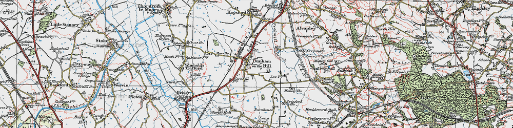 Old map of Dunham-on-the-Hill in 1924