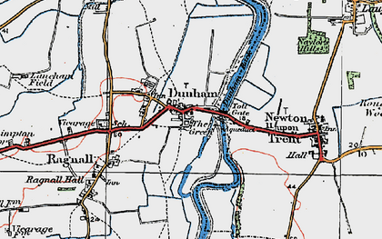 Old map of Dunham on Trent in 1923