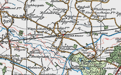 Old map of Dunham Woodhouses in 1923