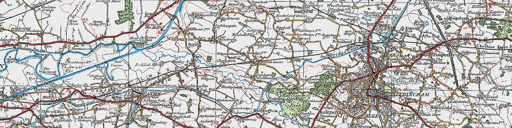 Old map of Dunham Woodhouses in 1923