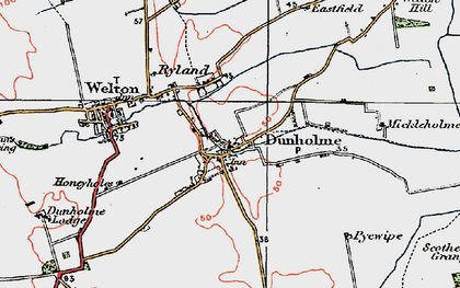 Old map of Dunholme in 1923
